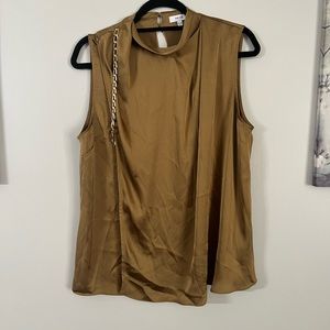 Reiss gold blouse with gold chain on shoulder size 8
